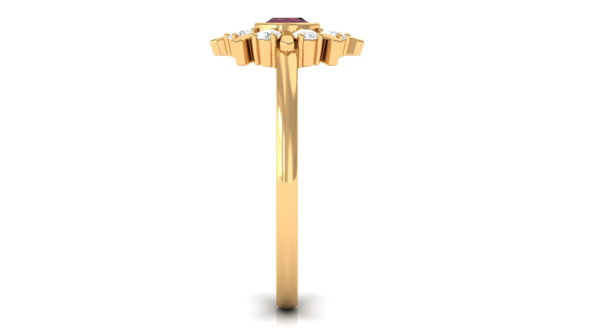 0.75 CT Real Rhodolite Statement Ring with Diamond Stones