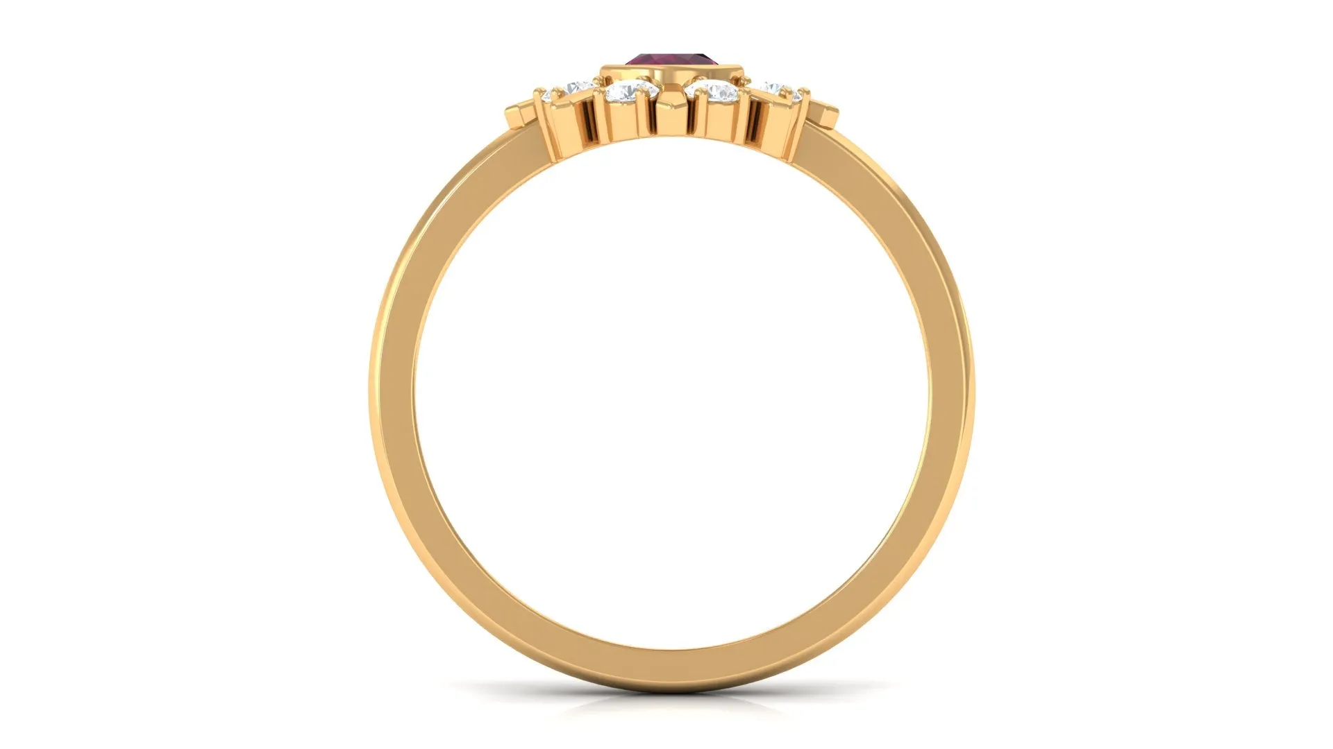 0.75 CT Real Rhodolite Statement Ring with Diamond Stones