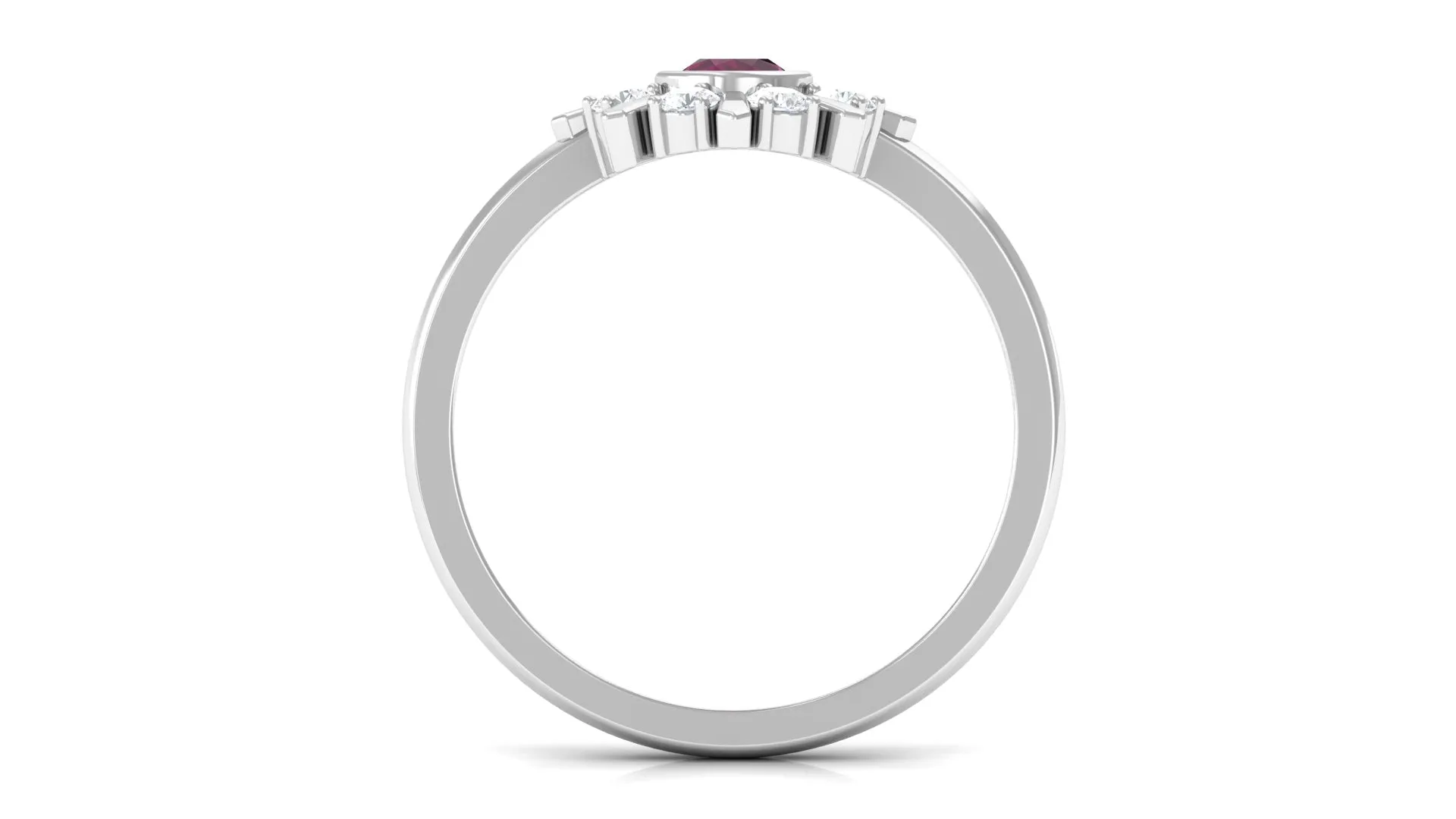 0.75 CT Real Rhodolite Statement Ring with Diamond Stones