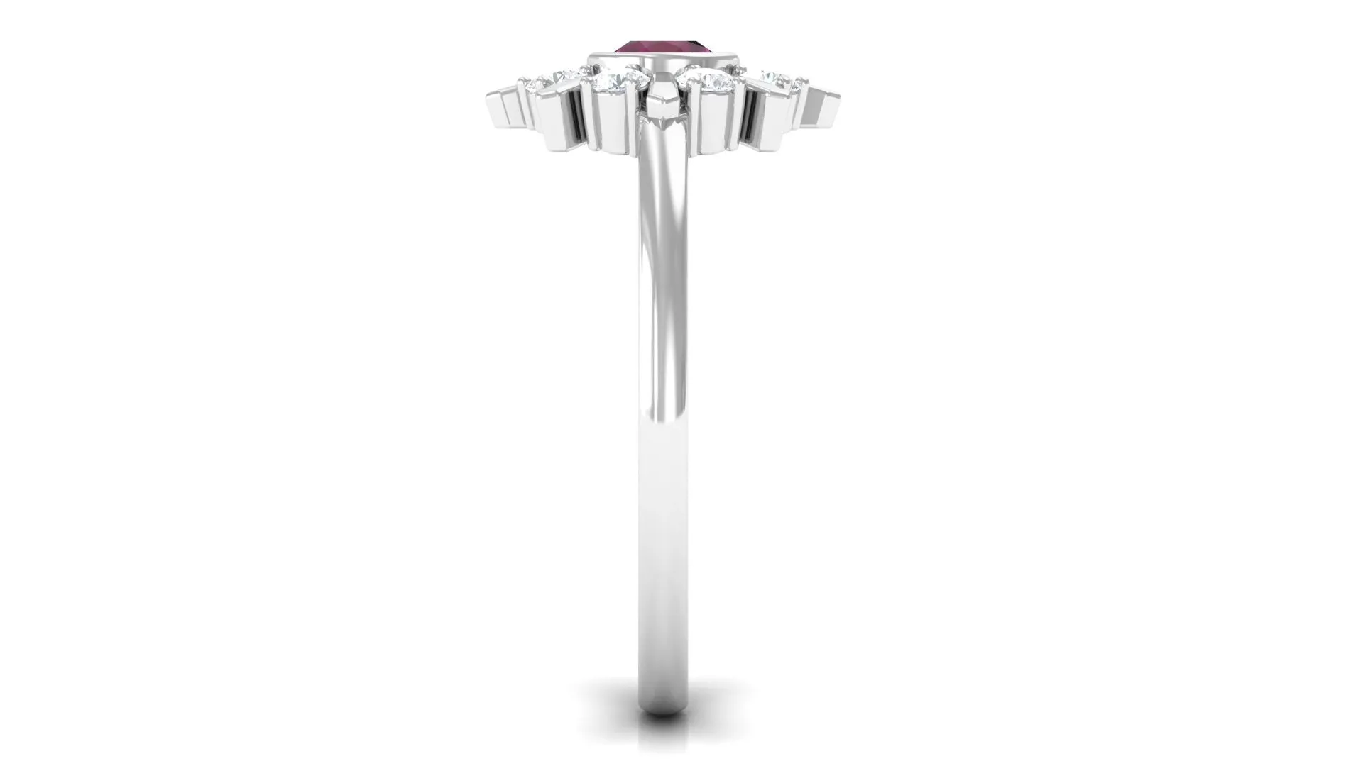 0.75 CT Real Rhodolite Statement Ring with Diamond Stones