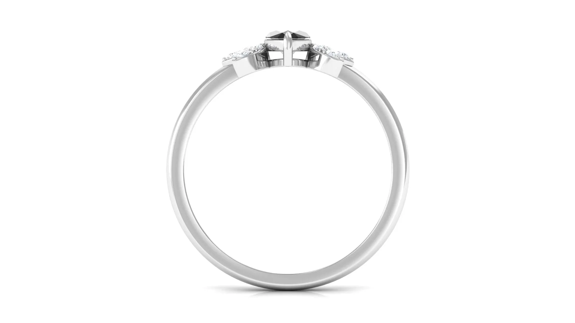 1 CT Claw Set Marquise Black Spinel and Diamond Promise Ring