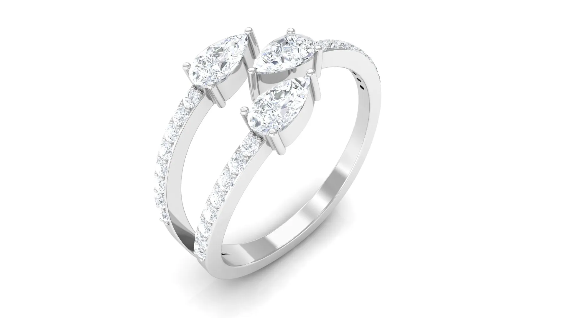 1 CT East West Moissanite 3 Stone Wrap Ring