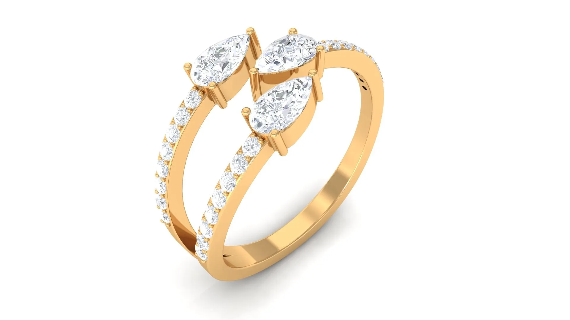 1 CT East West Moissanite 3 Stone Wrap Ring