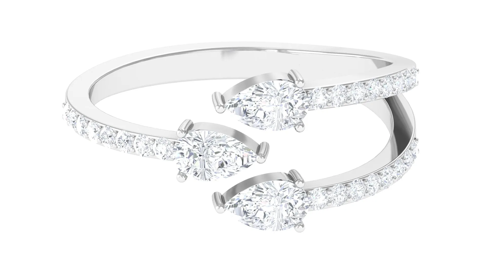 1 CT East West Moissanite 3 Stone Wrap Ring