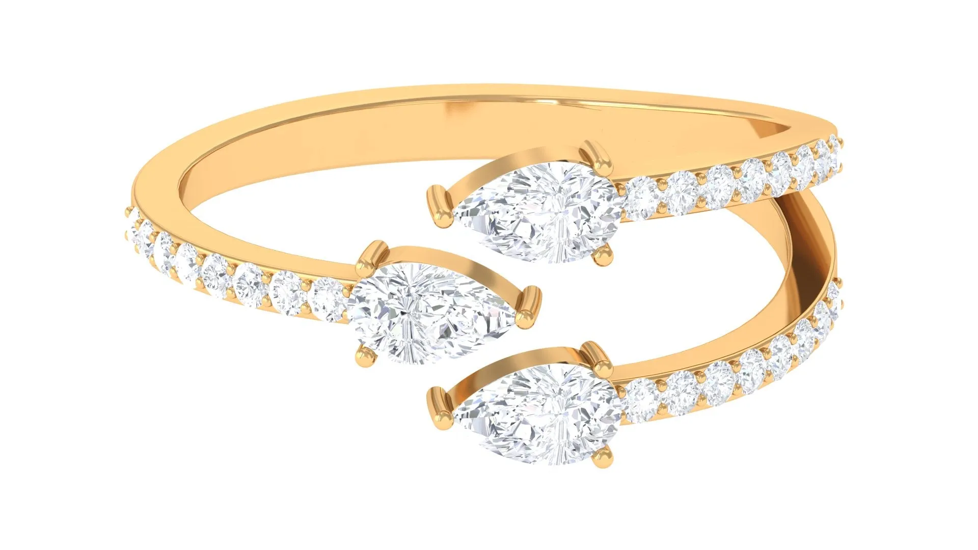 1 CT East West Moissanite 3 Stone Wrap Ring