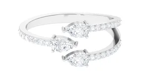 1 CT East West Moissanite 3 Stone Wrap Ring
