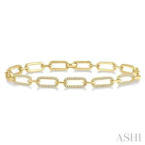 1 ctw Round Cut Diamond Paper Clip Bracelet in 14K Yellow Gold