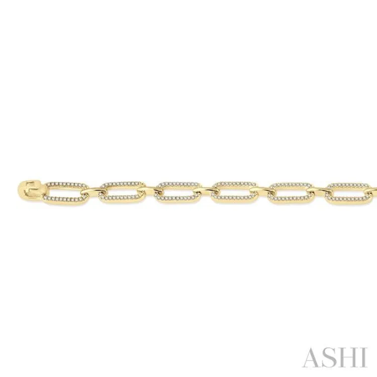 1 ctw Round Cut Diamond Paper Clip Bracelet in 14K Yellow Gold