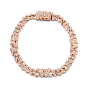 10k Rose Gold Diamond Butterfly Cuban Link Bracelet 1.66 ctw