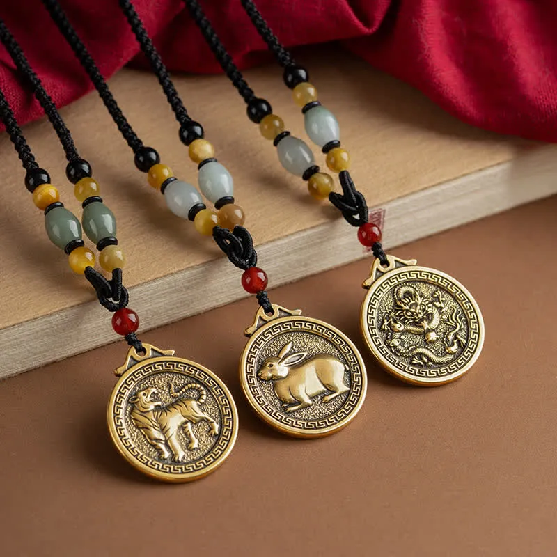 12 Chinese Zodiac Blessing Wealth Fortune Necklace Pendant