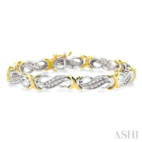 1/2 Ctw Single Cut Diamond Fancy Bracelet in 10K white and yellow Gold