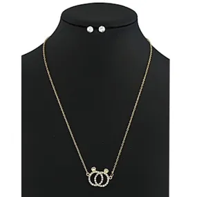 12 PCS Rhinestone Connected Ring Pendant Necklace Set