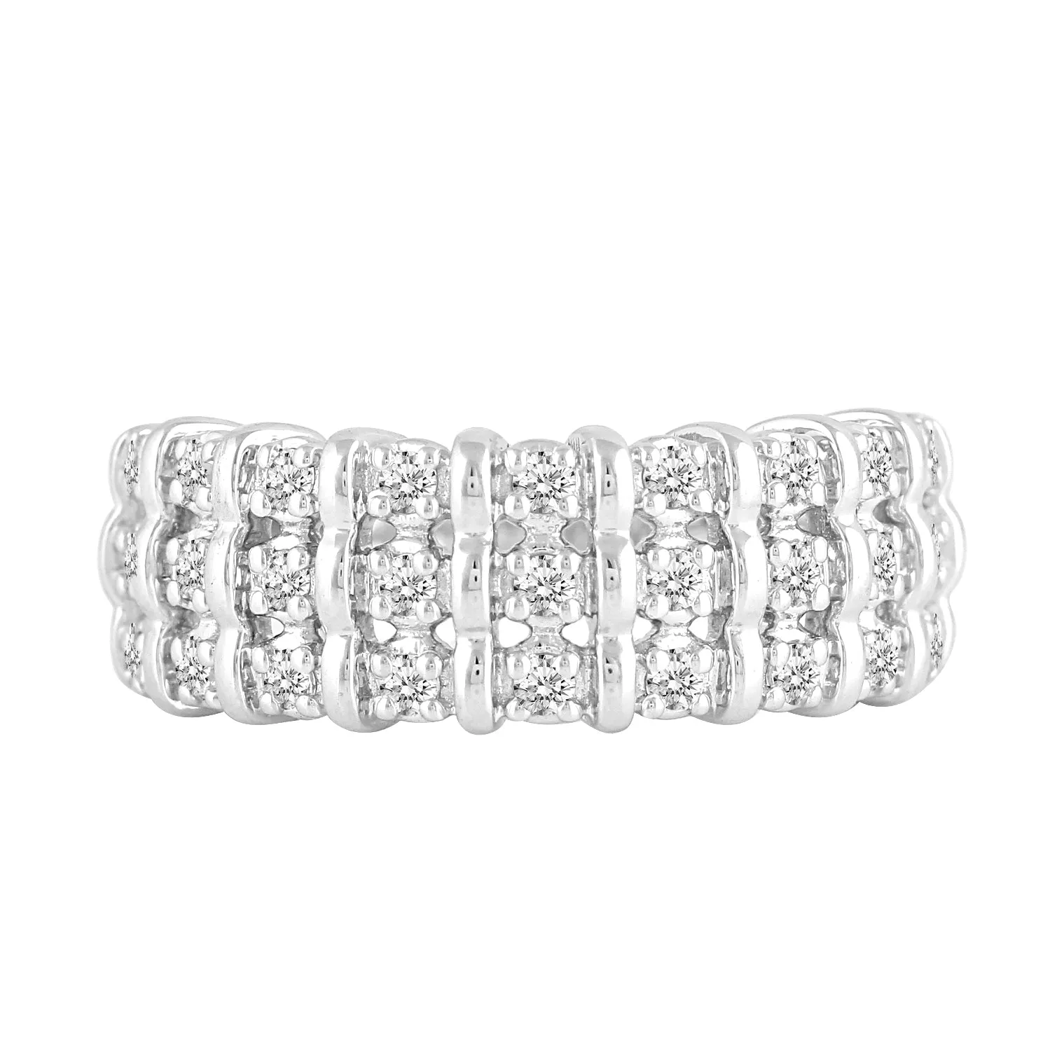 1/2CT TW Diamond Pave Band Anniversary Ring in Sterling Silver