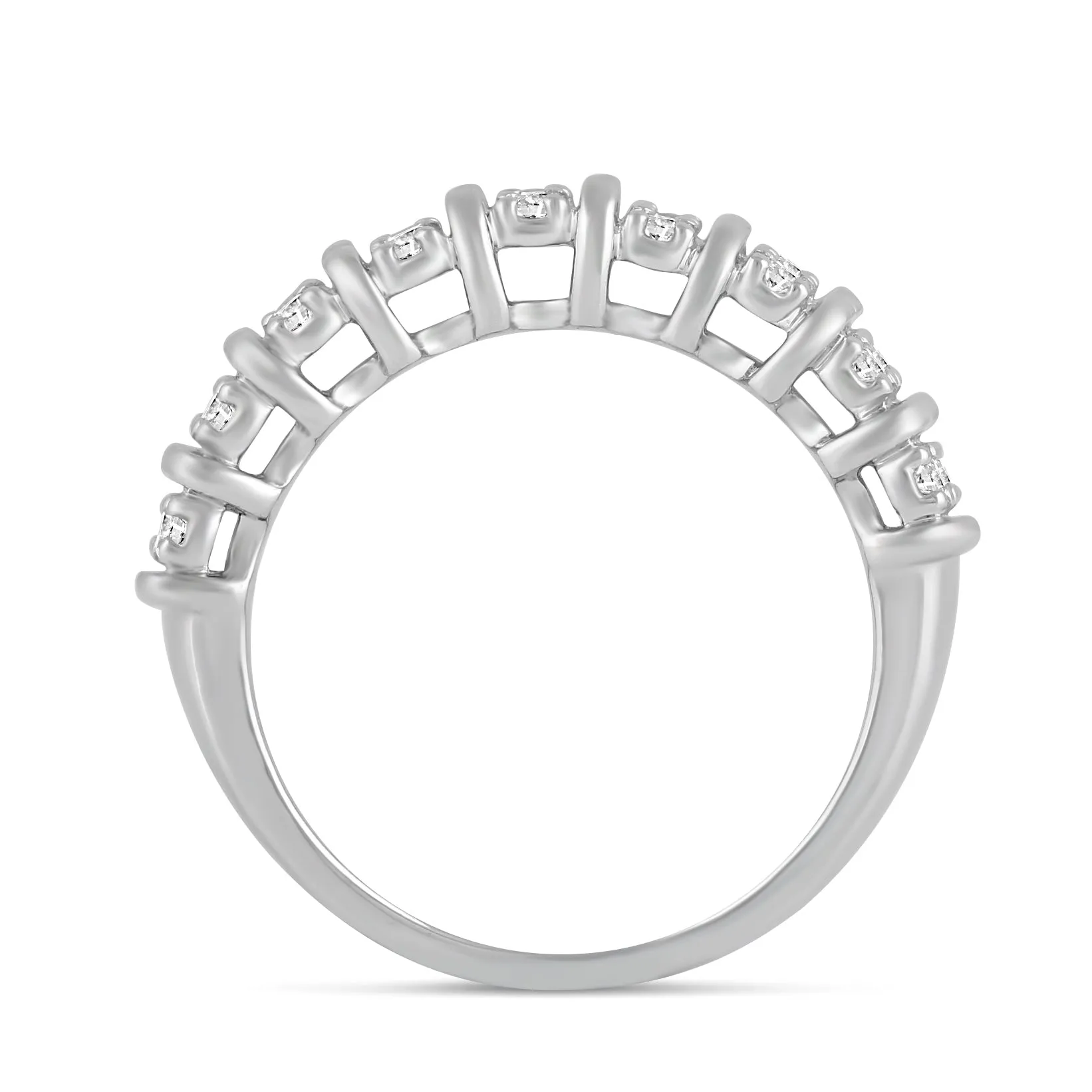 1/2CT TW Diamond Pave Band Anniversary Ring in Sterling Silver