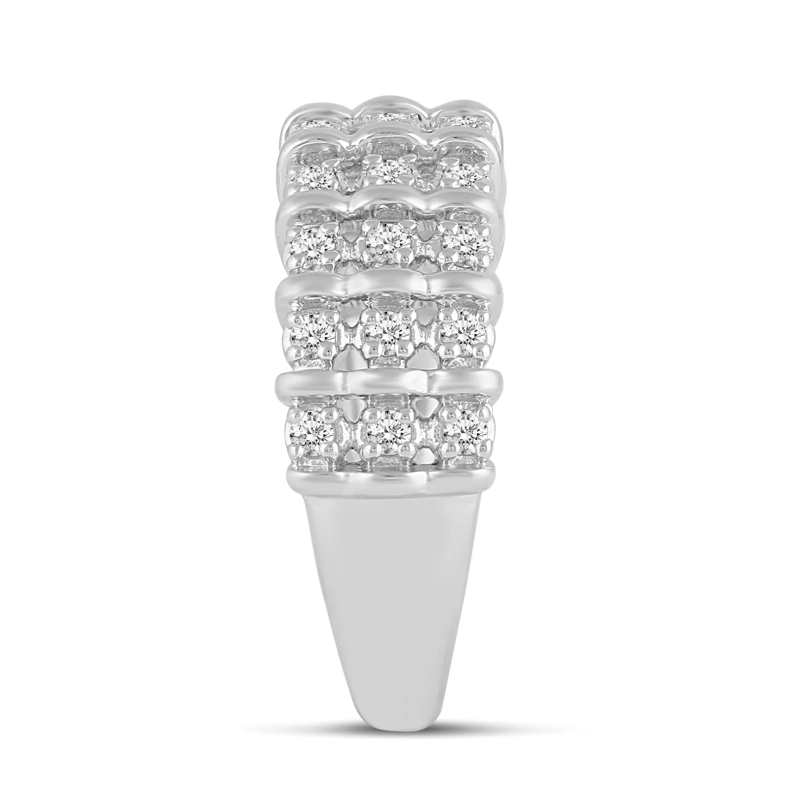 1/2CT TW Diamond Pave Band Anniversary Ring in Sterling Silver