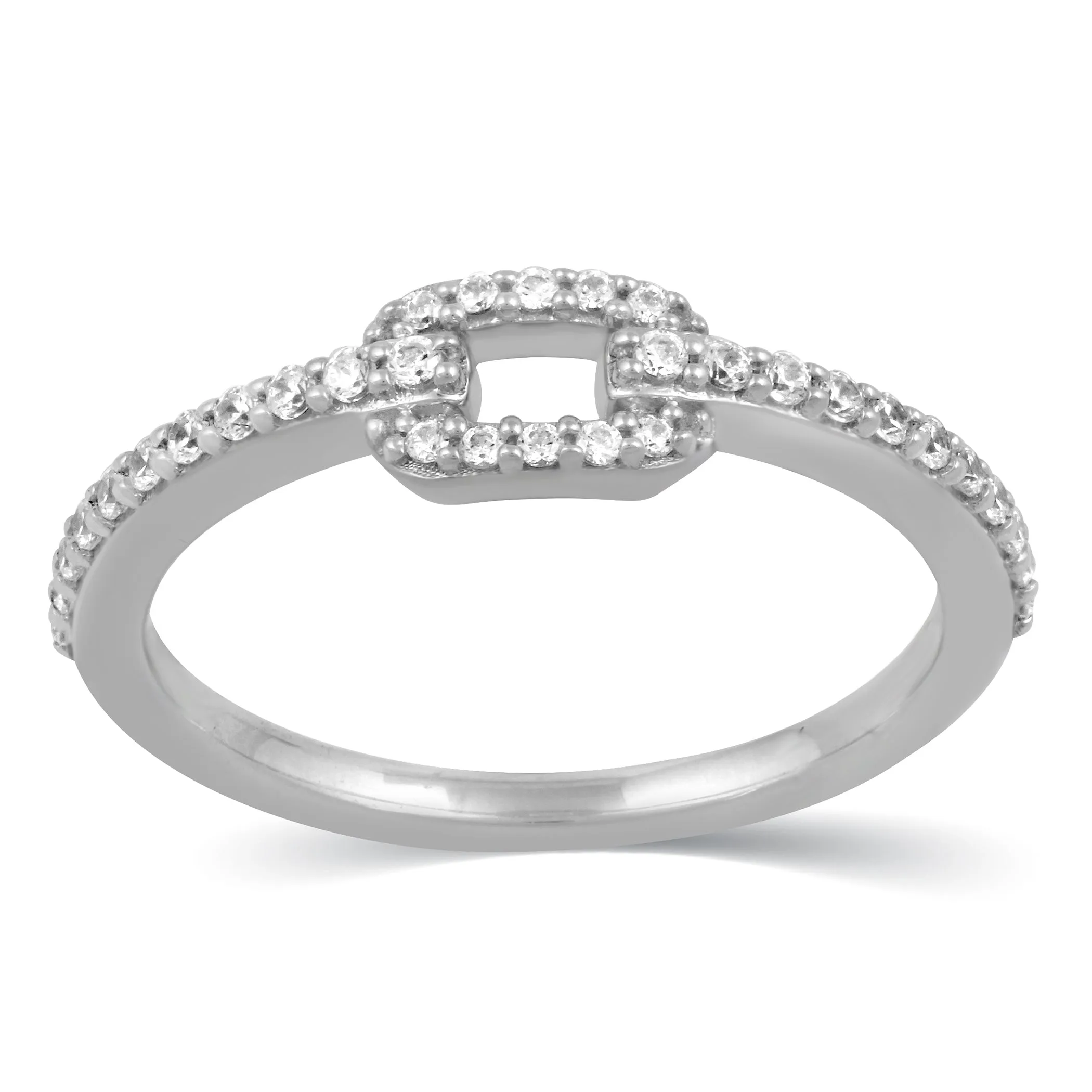 1/4Ct TW Diamond Single Chain Link Ring in Sterling Silver