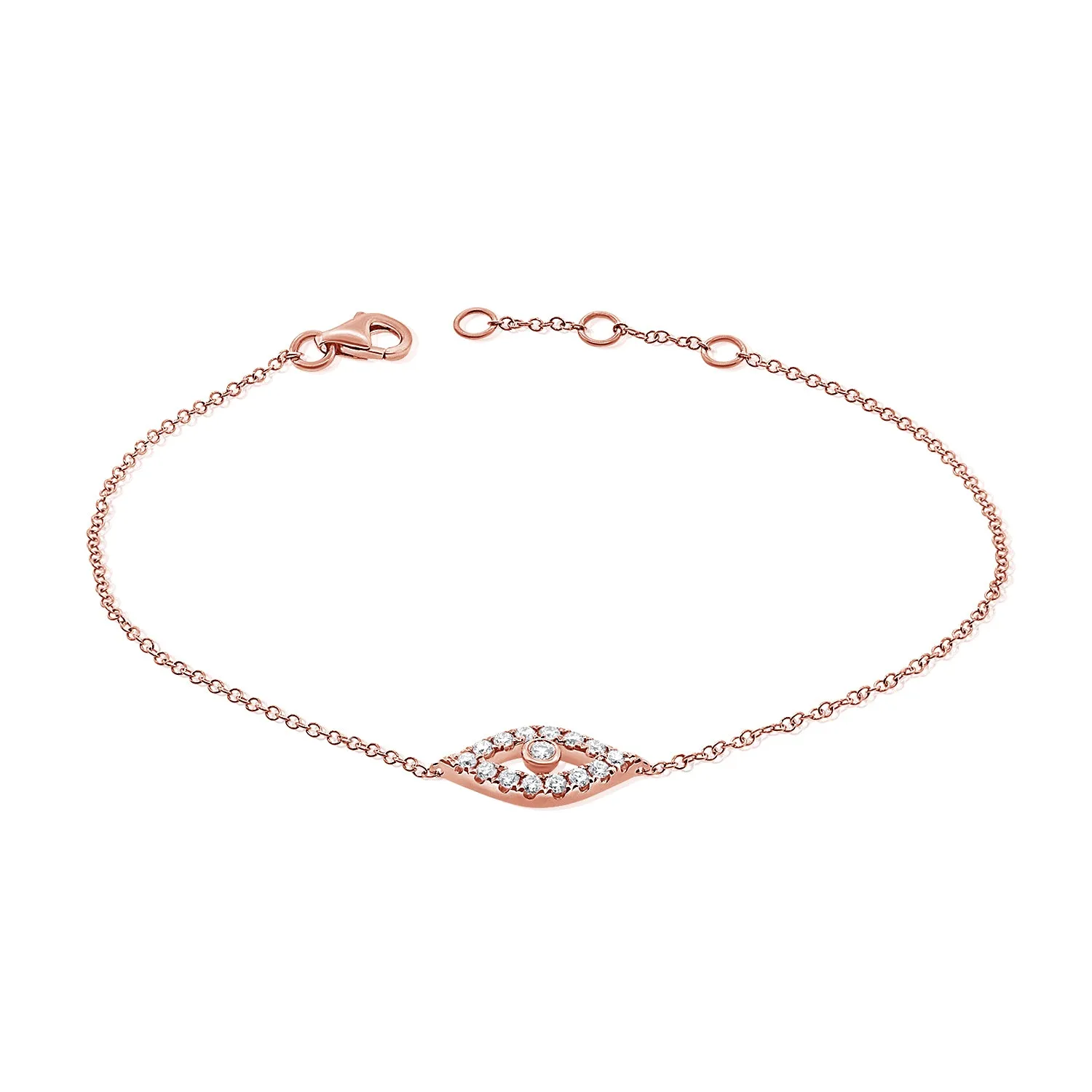 14K Gold & Diamond Evil Eye Bracelet - 0.24ct