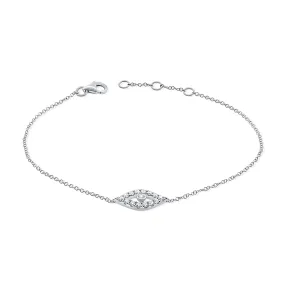 14K Gold & Diamond Evil Eye Bracelet - 0.24ct