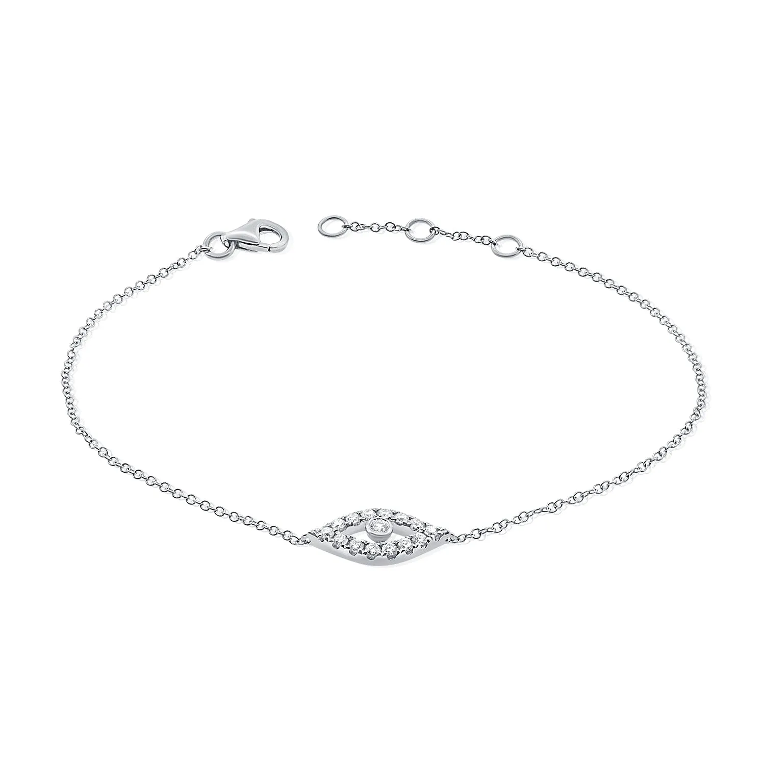 14K Gold & Diamond Evil Eye Bracelet - 0.24ct