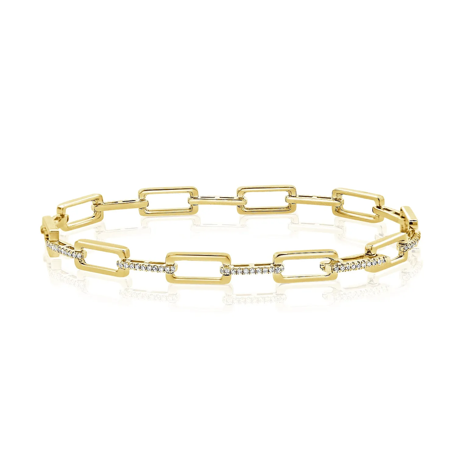 14k Gold & Diamond Rectangle Link Bracelet - 0.33ct