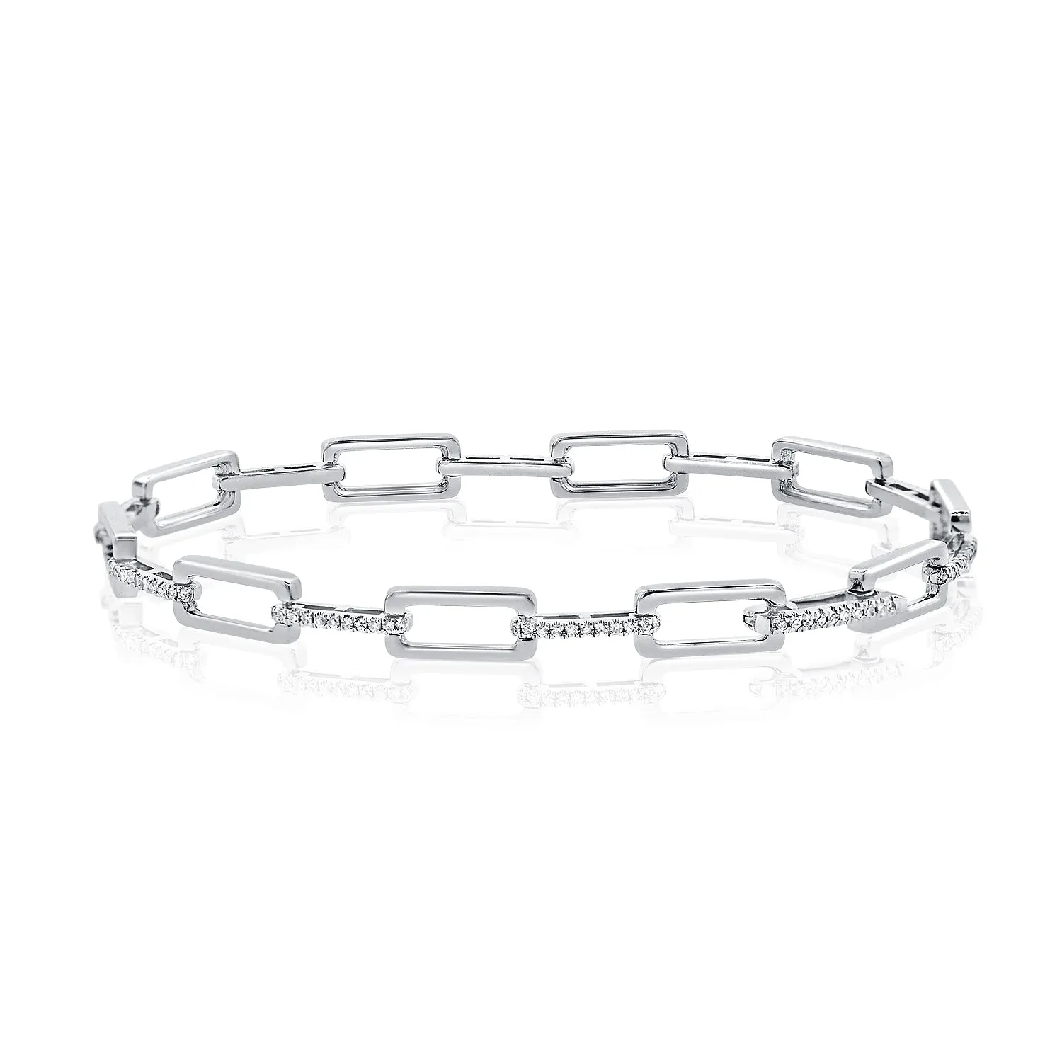 14k Gold & Diamond Rectangle Link Bracelet - 0.33ct