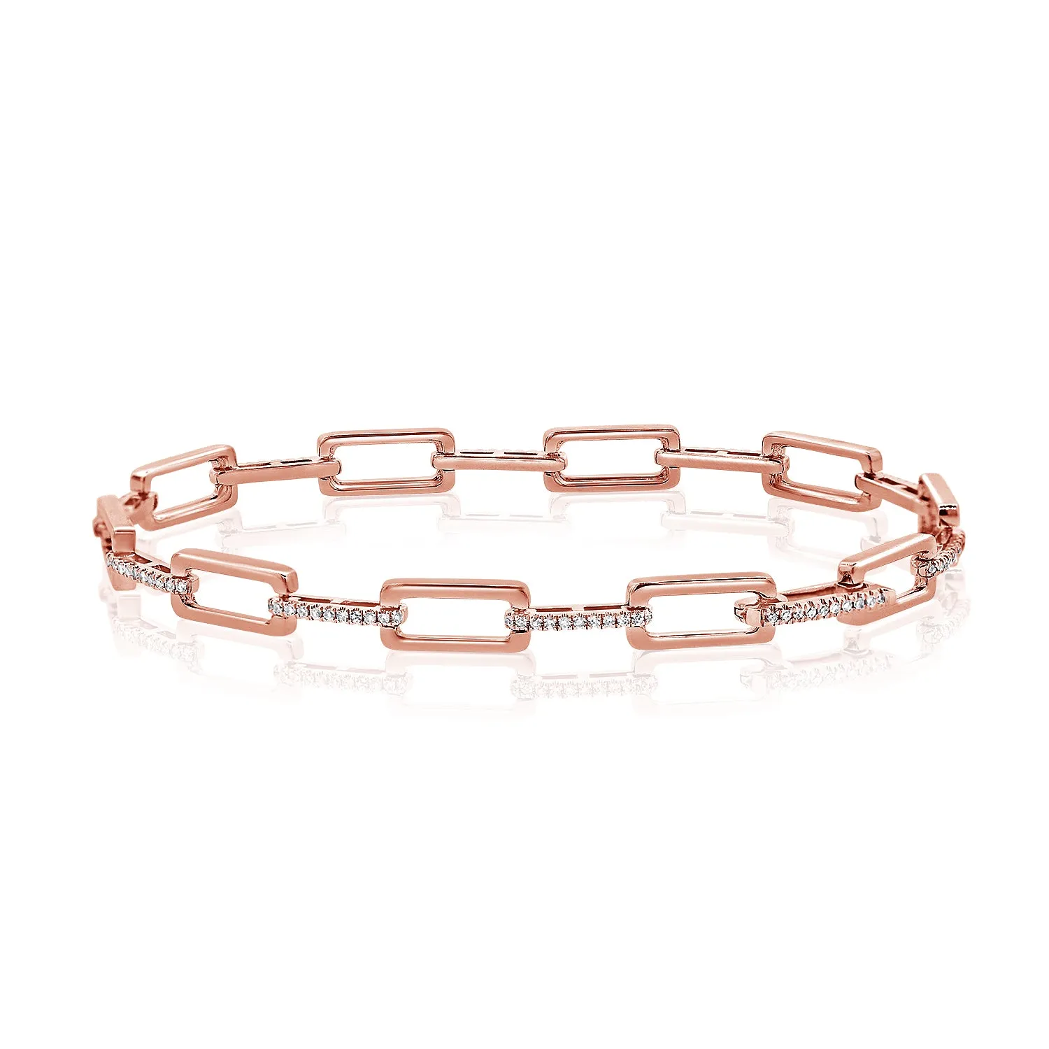 14k Gold & Diamond Rectangle Link Bracelet - 0.33ct