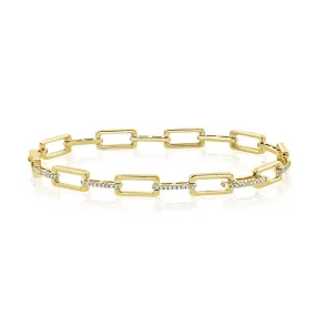 14k Gold & Diamond Rectangle Link Bracelet - 0.33ct