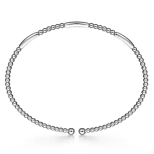 14K Gold Bujukan Bead Open Bangle, Available in White, Rose and Yellow Gold