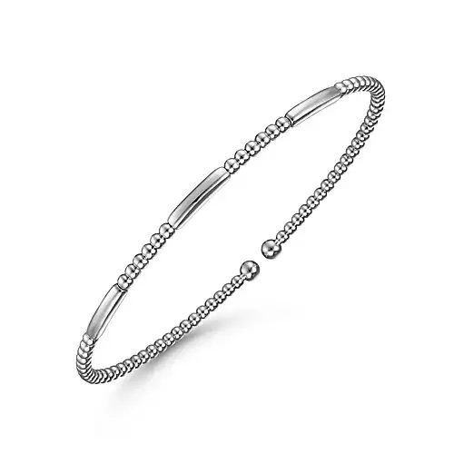 14K Gold Bujukan Bead Open Bangle, Available in White, Rose and Yellow Gold