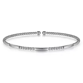 14K Gold Bujukan Bead Open Bangle, Available in White, Rose and Yellow Gold
