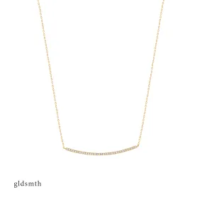 14k Gold Diamond Bar Necklace