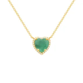 14K GOLD DIAMOND EMERALD RINA HEART NECKLACE