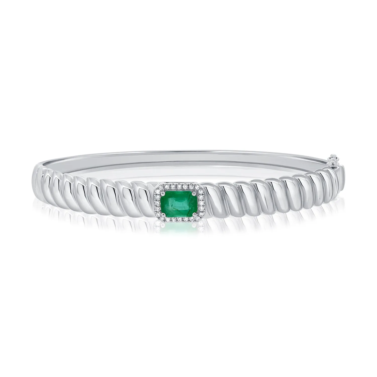 14K Gold Emerald & Diamond Bangle