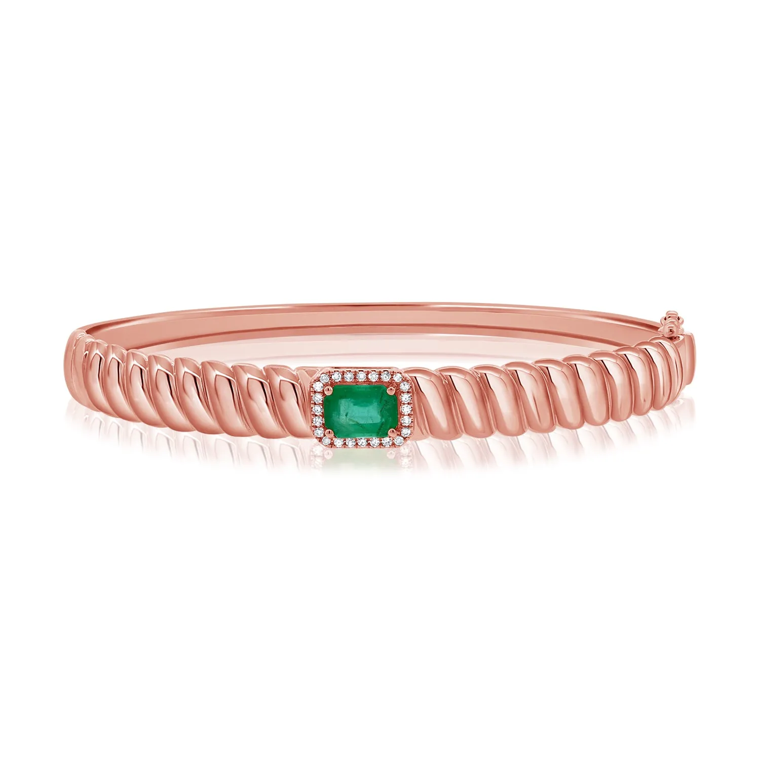 14K Gold Emerald & Diamond Bangle