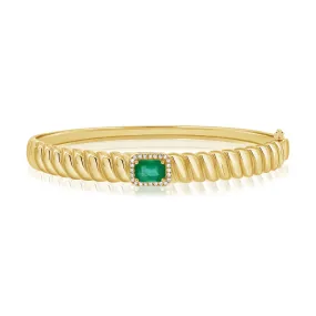 14K Gold Emerald & Diamond Bangle
