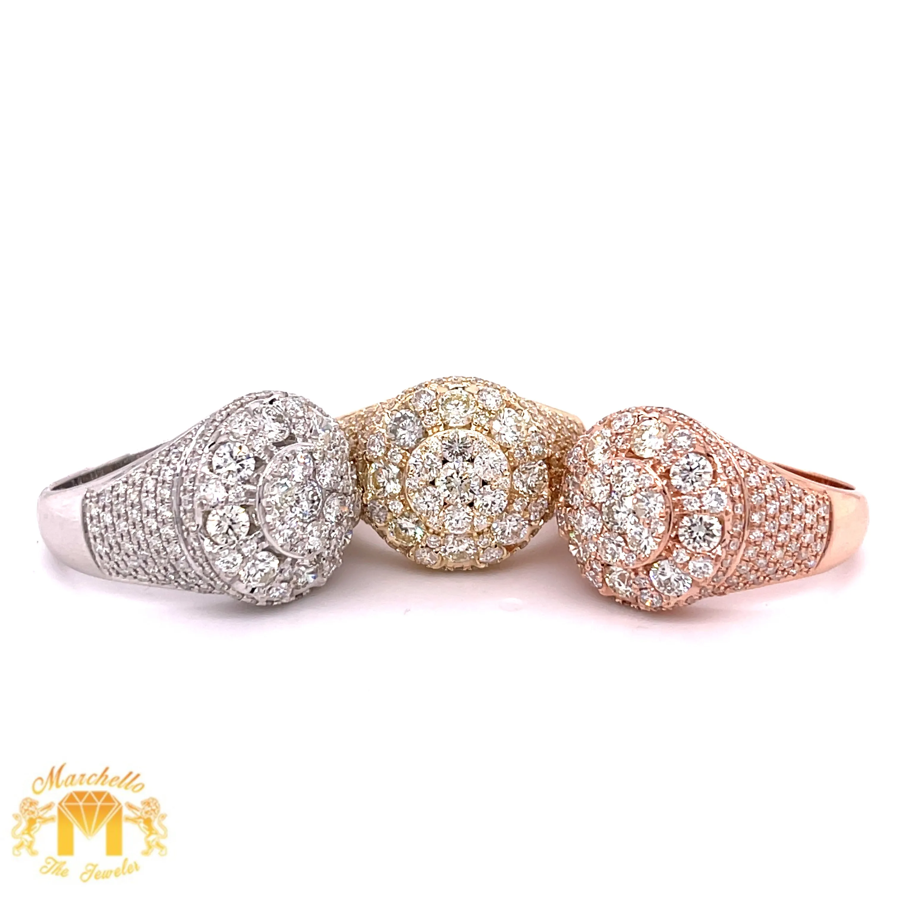 14k Gold Round Ring with round diamonds (side diamonds)