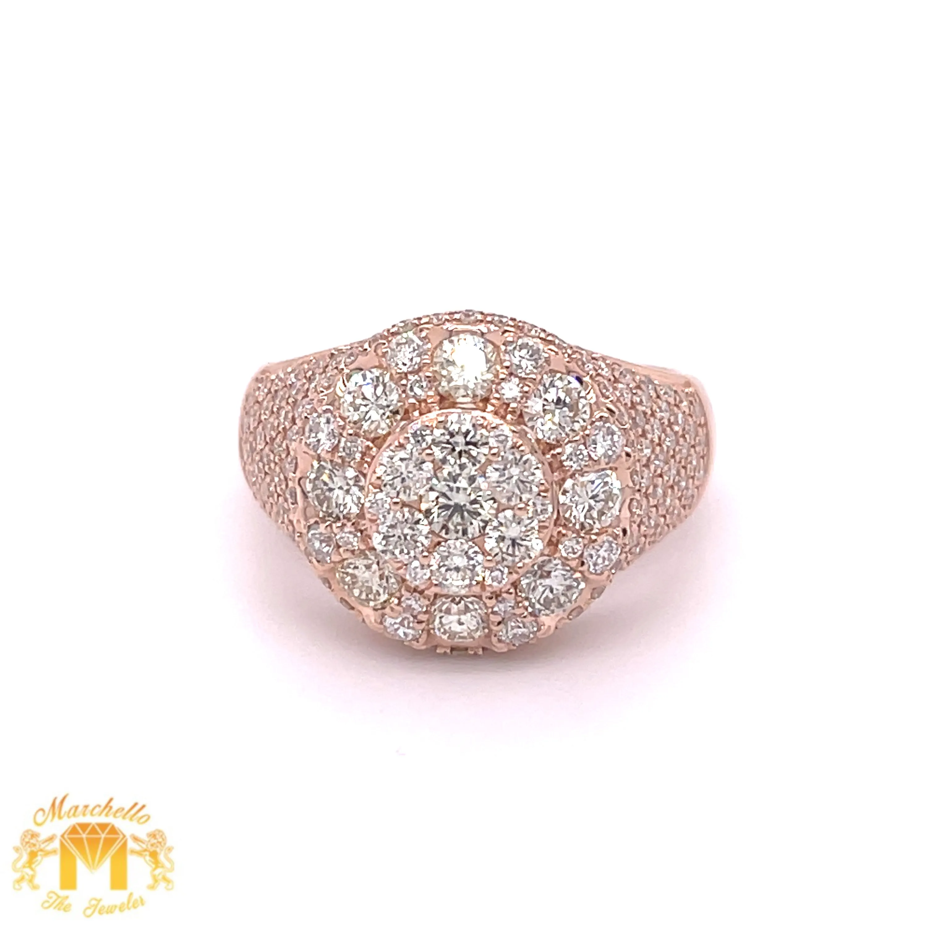 14k Gold Round Ring with round diamonds (side diamonds)