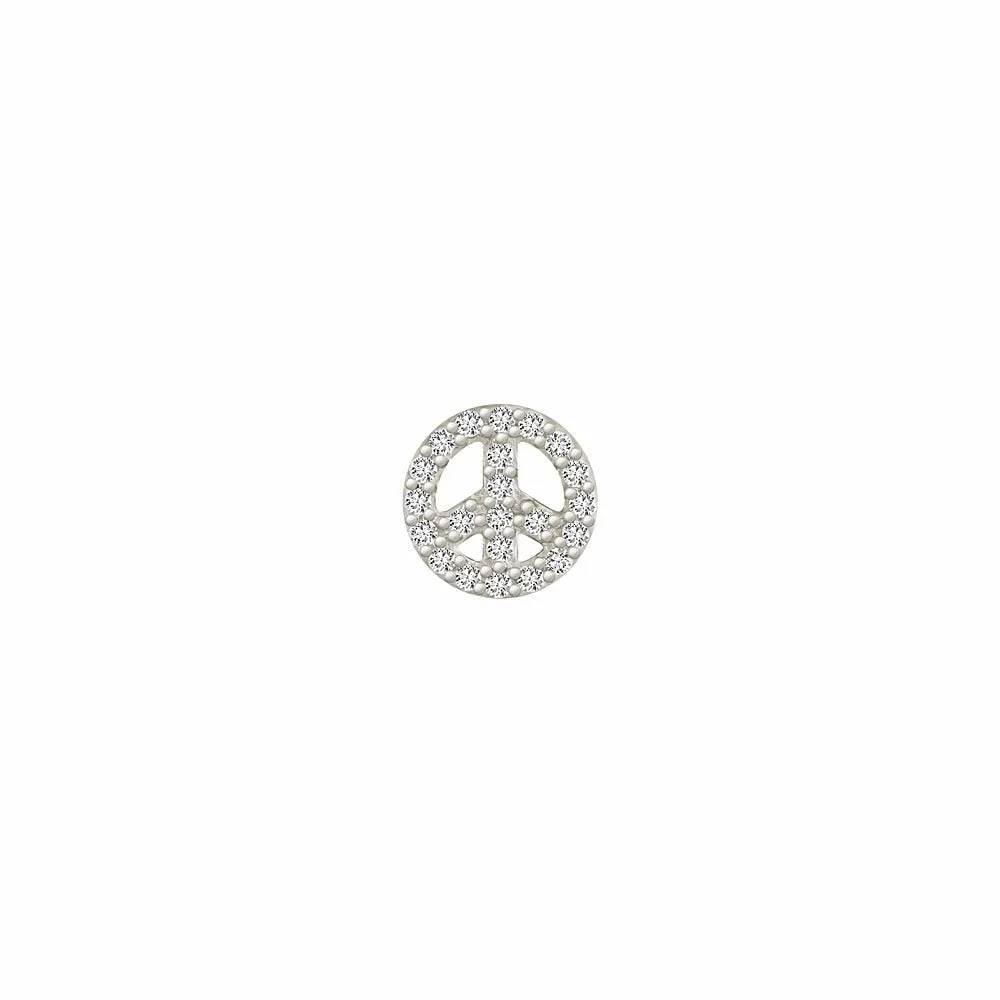 14k Skinny Peace Charm (white)