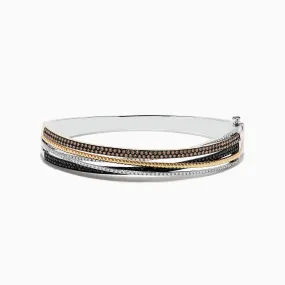 14K Trio-Color Gold Brown, Black and White Diamond Bangle 1.97 TCW
