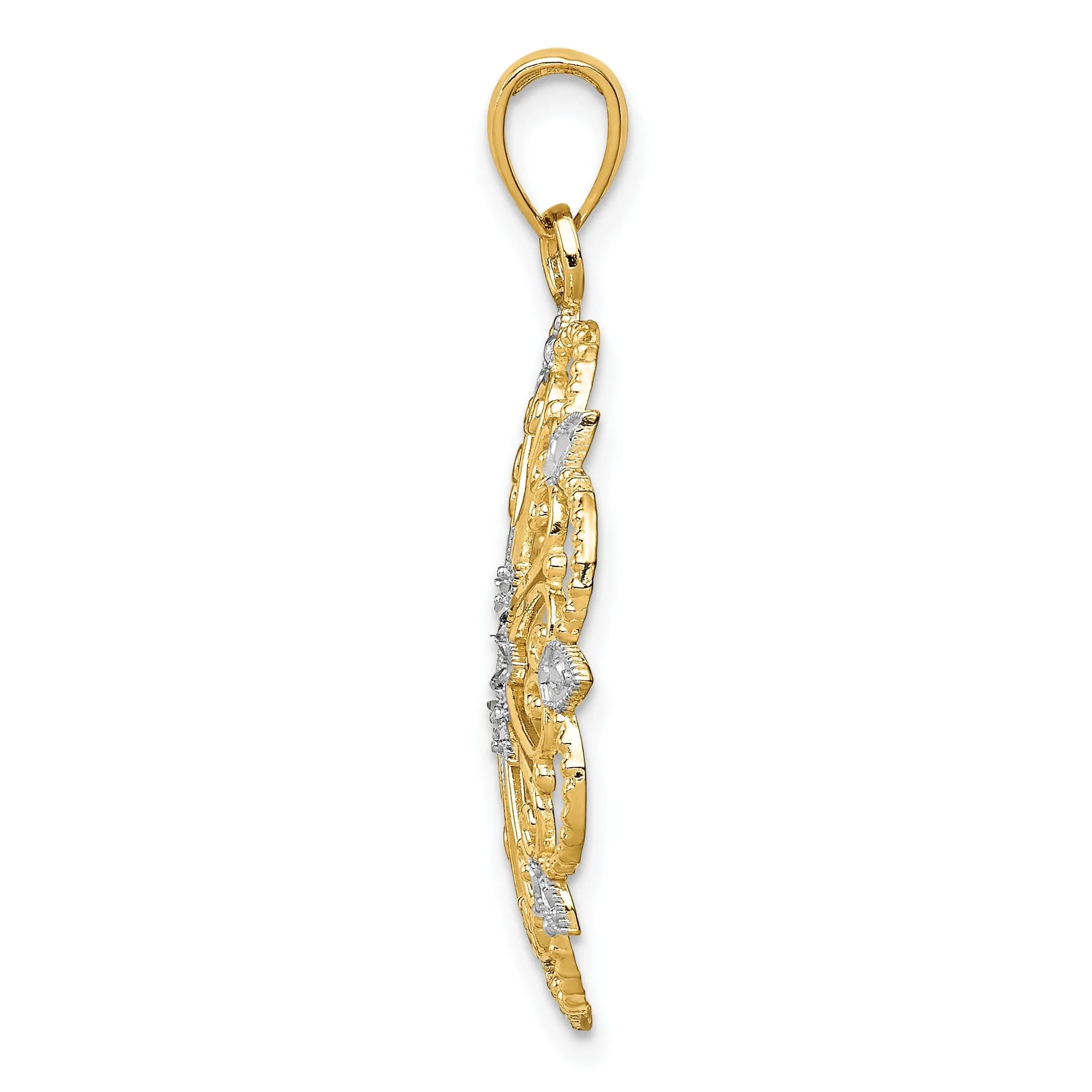 14k Two-tone Gold Starburst Pendant