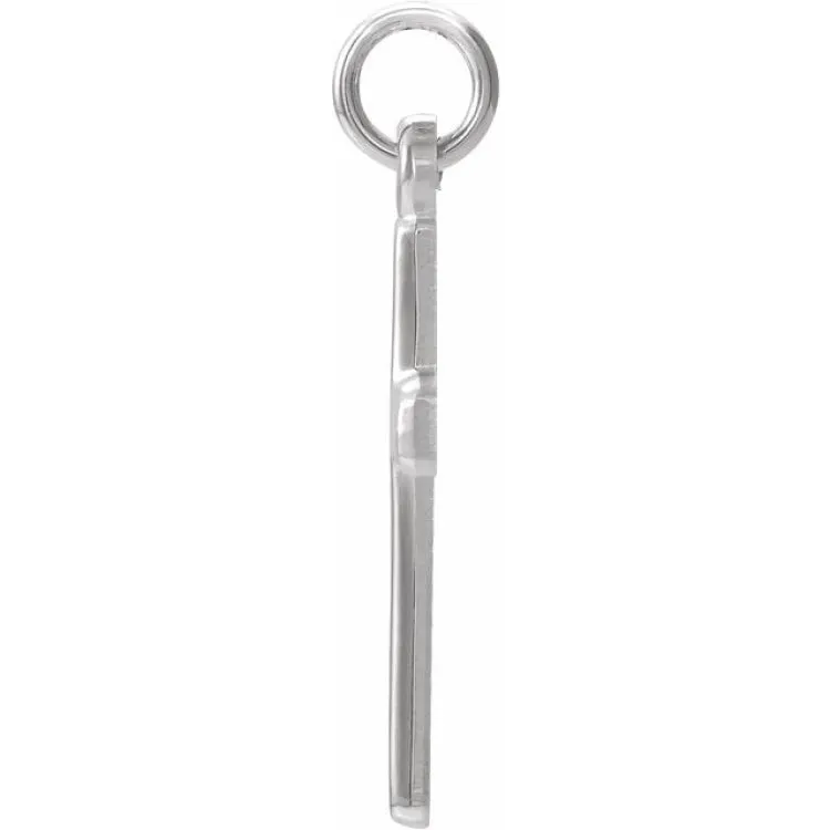 14K White Cross Pendant