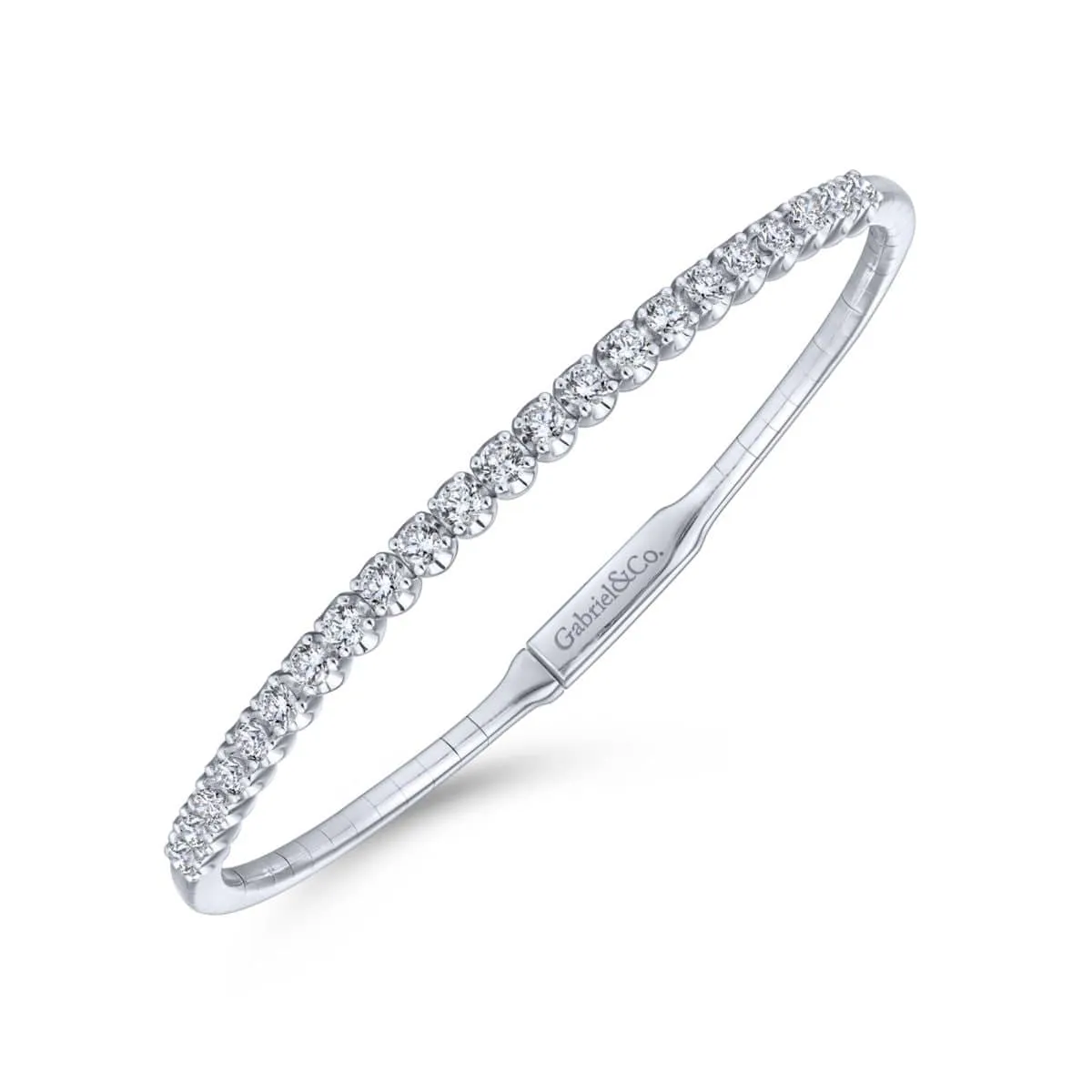 14K White Gold Diamond Bangle - BG3975-62W45JJ