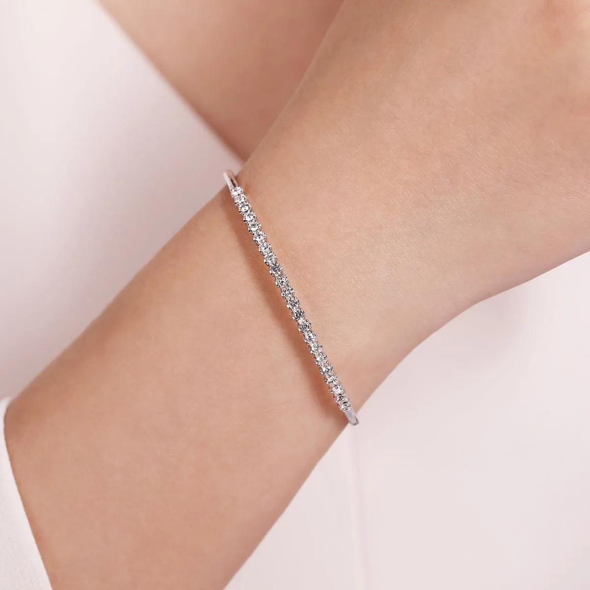 14K White Gold Diamond Bangle - BG3975-62W45JJ