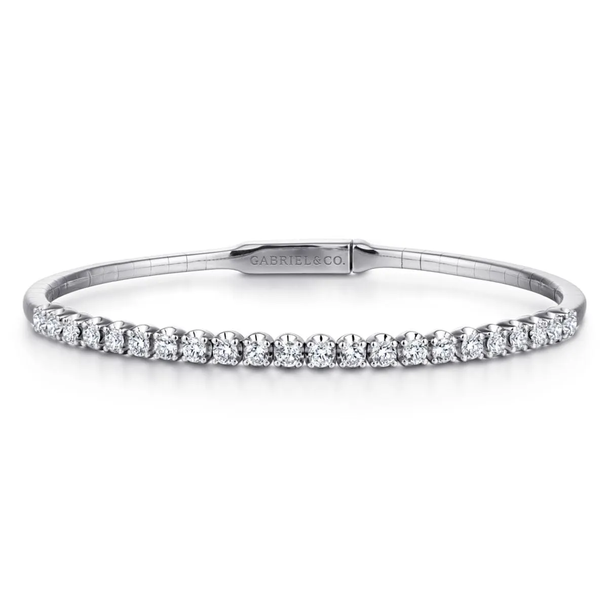 14K White Gold Diamond Bangle - BG3975-62W45JJ