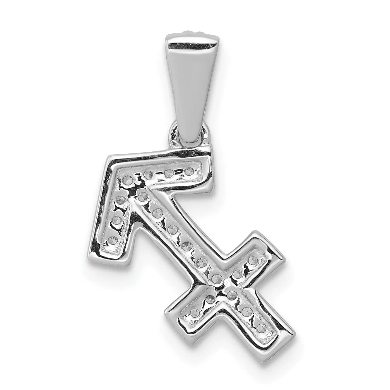 14k White Gold Polished Finish with Diamonds Sagittarius Zodiac Charm Pendant