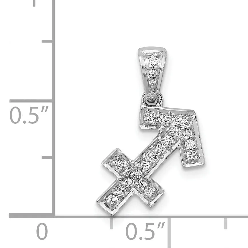 14k White Gold Polished Finish with Diamonds Sagittarius Zodiac Charm Pendant