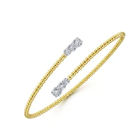 14K Yellow Gold Bujukan Bypass Bangle with Graduating Diamond Caps - BG4278-7M45JJ