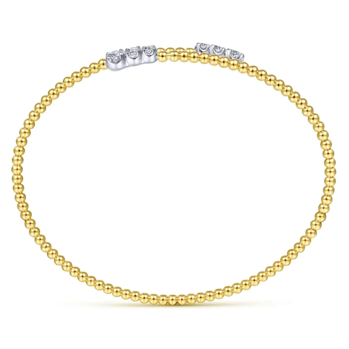 14K Yellow Gold Bujukan Bypass Bangle with Graduating Diamond Caps - BG4278-7M45JJ