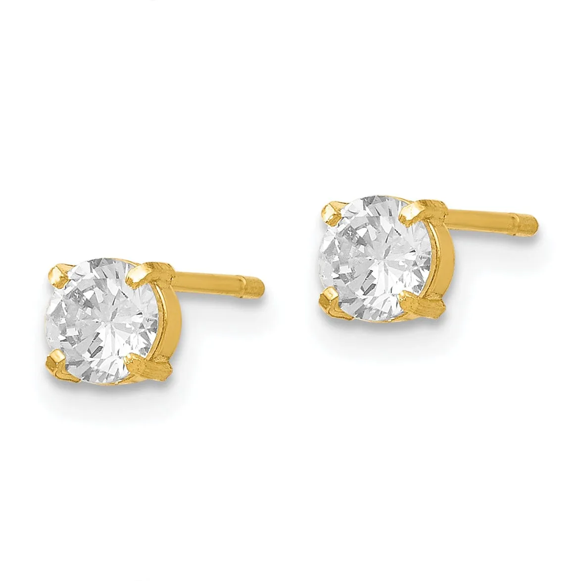 14k Yellow Gold C.Z Stud 4.0mm Earrings