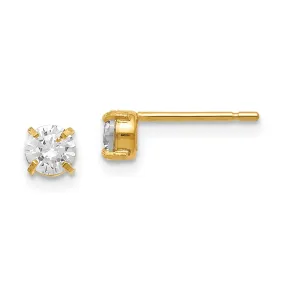 14k Yellow Gold C.Z Stud 4.0mm Earrings